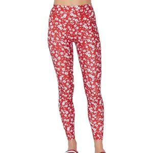 Spiritual Gangster Red Intent High Waisted White Floral Compression Leggings XS